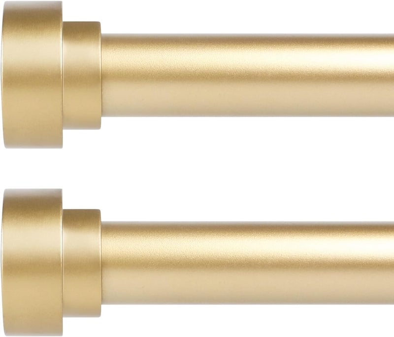 hei! dear 2 Pack Gold Curtain Rods 18 to 60 Inch(1.5-5ft), 1 Inch Heavy Duty, Modern Decorative, Telescoping Window Curtains Rods, Brass Gold - Image 1